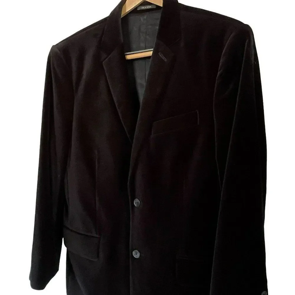 MEN’S EXPRESS BLACK VELVET 2 BUTTON BLAZER JACKET SIZE 40R
